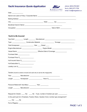 Yacht Insurance Quote Application