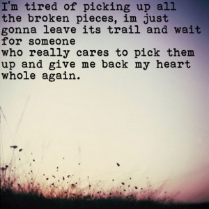 tired of picking up all the broken pieces, im just gonna leave its ...