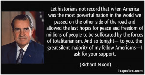 historians not record that when America was the most powerful nation ...