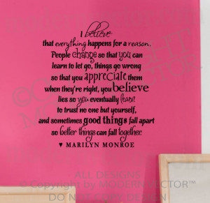 Details about MARILYN MONROE Quote Vinyl Wall Decal I BELIEVE Vinyl ...