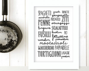 ... italian poster, italian art, italiano quote, spaghetti - italy - love