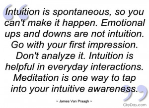 Intuition is spontaneous - James Van Praagh - Quotes and sayings