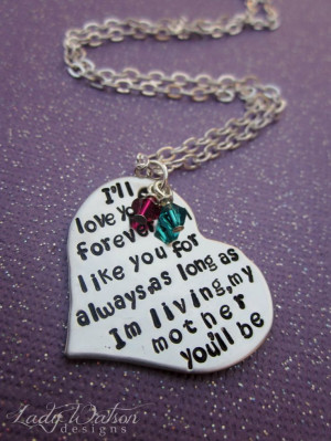 ... ll Love You Forever Book Quote Heart Handstamped Necklace Mothers