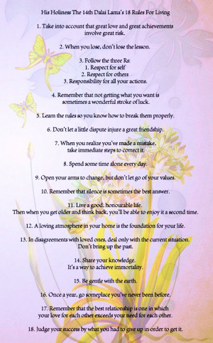 The Dali Llama's 18 Rules To Live BY
