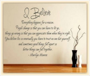 Marilyn Monroe Quote - I Believe-Marilyn Monroe Wall Decal