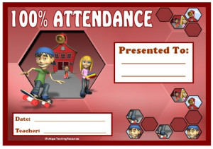 Printable Student Awards For All Subjects: 100% Attendance Award ...
