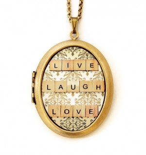 Live Laugh Love -Happy Quote Motivational Grande Photo Locket Necklace