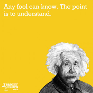 Any fool can know. The point is to understand.” -Albert Einstein