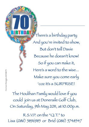 70th Birthday Invites
