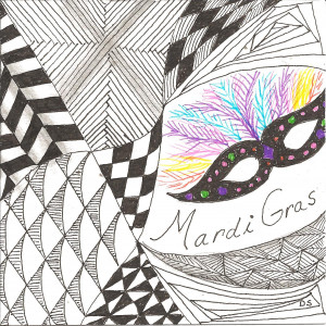 Mardi Gras challenge zentangle, quote