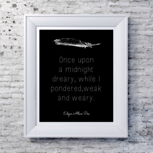 ... Quote - Nevermore Typography Print - Black and White Quote - Word Art