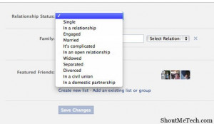 ... status update. For example, change your relationship status to engaged