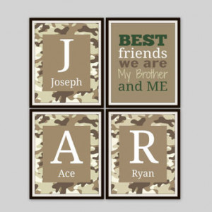 Brother and Sister Wall Art - BEST FRIENDS we are Quote, Camo Print ...