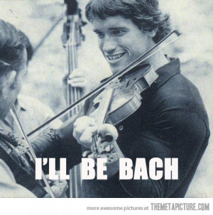 funny Schwarzenegger playing violin Bach