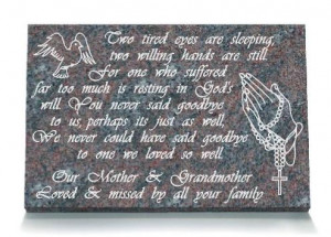 Grandmother Memorial Plaque