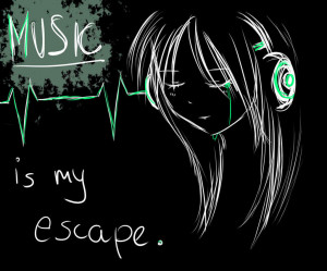 Music is my escape/random sketch by Mijolite
