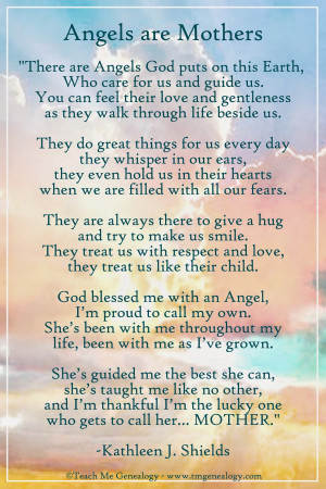 Angels Are Mothers Poem By Kathleen J. Shields