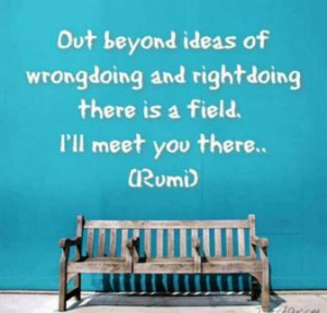 Out beyond ideas of wrongdoing and rightdoing, there is a field. I ...