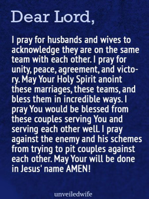 Prayer: Be On A Team --- Dear Lord, I pray for husbands and wives to ...
