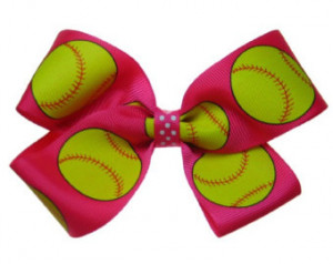 Large Hot Pink Fast Pitch Softball Hair Bow ...