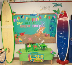 luau surfboard bulletin board display