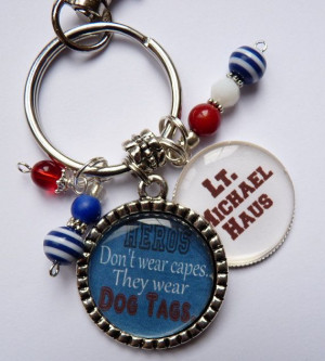 Heros don't wear capes they wear dog tags keychain patriotic red white ...