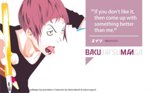 quotes typography bubbles office pink hair short hair bakuman anime ...