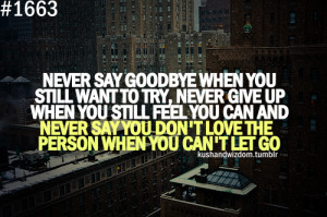... You Don’t Love The Person When You Can’t Let Go ~ Goodbye Quote