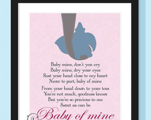 ... Song of Dumbo's Mom - Wall art, wall decor, nursery, children's room