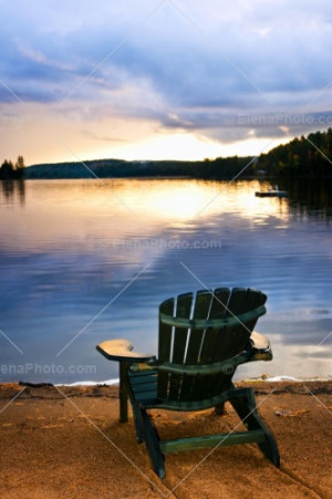 sunset on beach. chair at sunset on beach