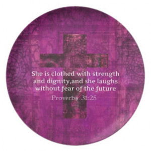 Proverbs 31:25 Inspirational Bible Verse Women Party Plates