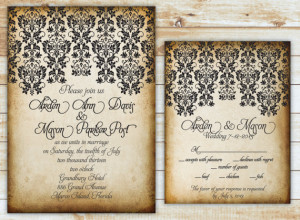 Wedding Invitation Suite DIY - Rustic, Country, Vintage Lace Wedding ...