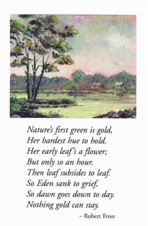 Nothing gold can stay - Robert Frost is engraved on the tombstone of ...