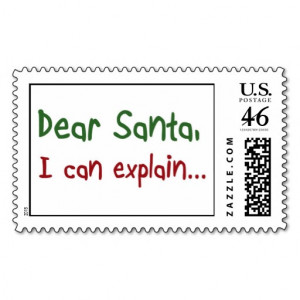 Funny Christmas Santa Quotes Postage Stamps Gifts Red And Green Design
