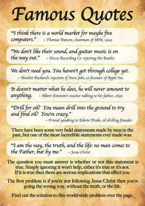 Famous Quotes A6 Gospel Tract (100pk)