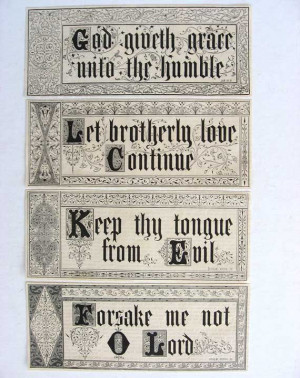 Set of 4 Different Victorian 1880's Bible Verse Quotations w Ornate ...