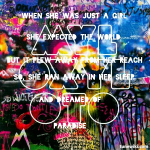 Coldplay lyrics paradise quote