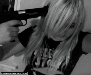 emo girl with a gun