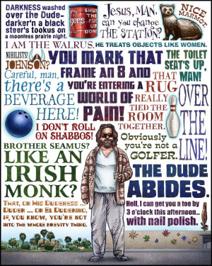 Big Lebowski montage, quotes, the dude abides, rug really ties the ...