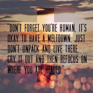 Don't forget you're human, it's okay to have a meltdown, just don't ...