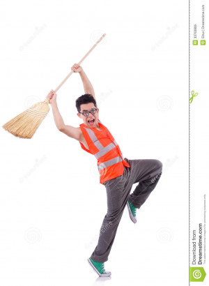 Funny Janitor Isolated White