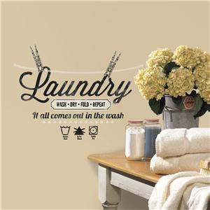 New LAUNDRY ROOM QUOTES WALL DECALS Black Utility Room Stickers Deco ...
