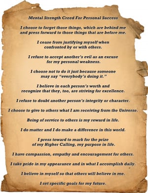 Mental Strength Creed For Personal Success