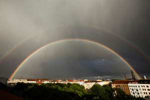 Double rainbow out of my window over Arkonaplatz, Germany.” Photo ...