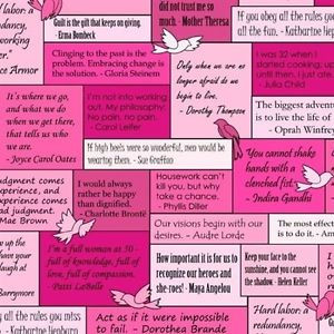 Musings Inspiring Women's Quotes with Birds on Pinks Fabric Fat ...