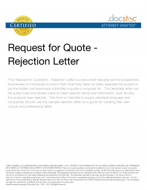 Request for Quote - Rejection Letter