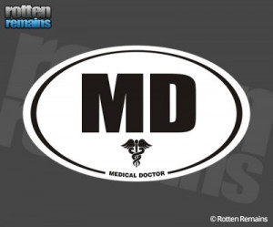 Medical Doctor MD Euro Oval Sticker Decal