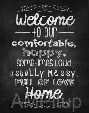 Chalkboard Welcome to our happy, comfortable, sometimes loud, usually ...