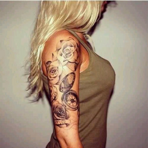 ... , Sleeve Tattoo, Flowers Sleeve, Half Sleeve, Rose Tattoo, Arm Tattoo
