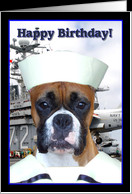 Happy Birthday Navy Sailor Boxer Dog card - Product #467543